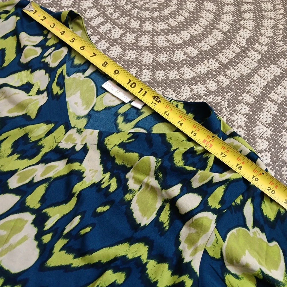 Bellisima by Kim Gravel Tunic Womens Plus 3X Green Blue Flowing Geometric Career - Picture 7 of 12